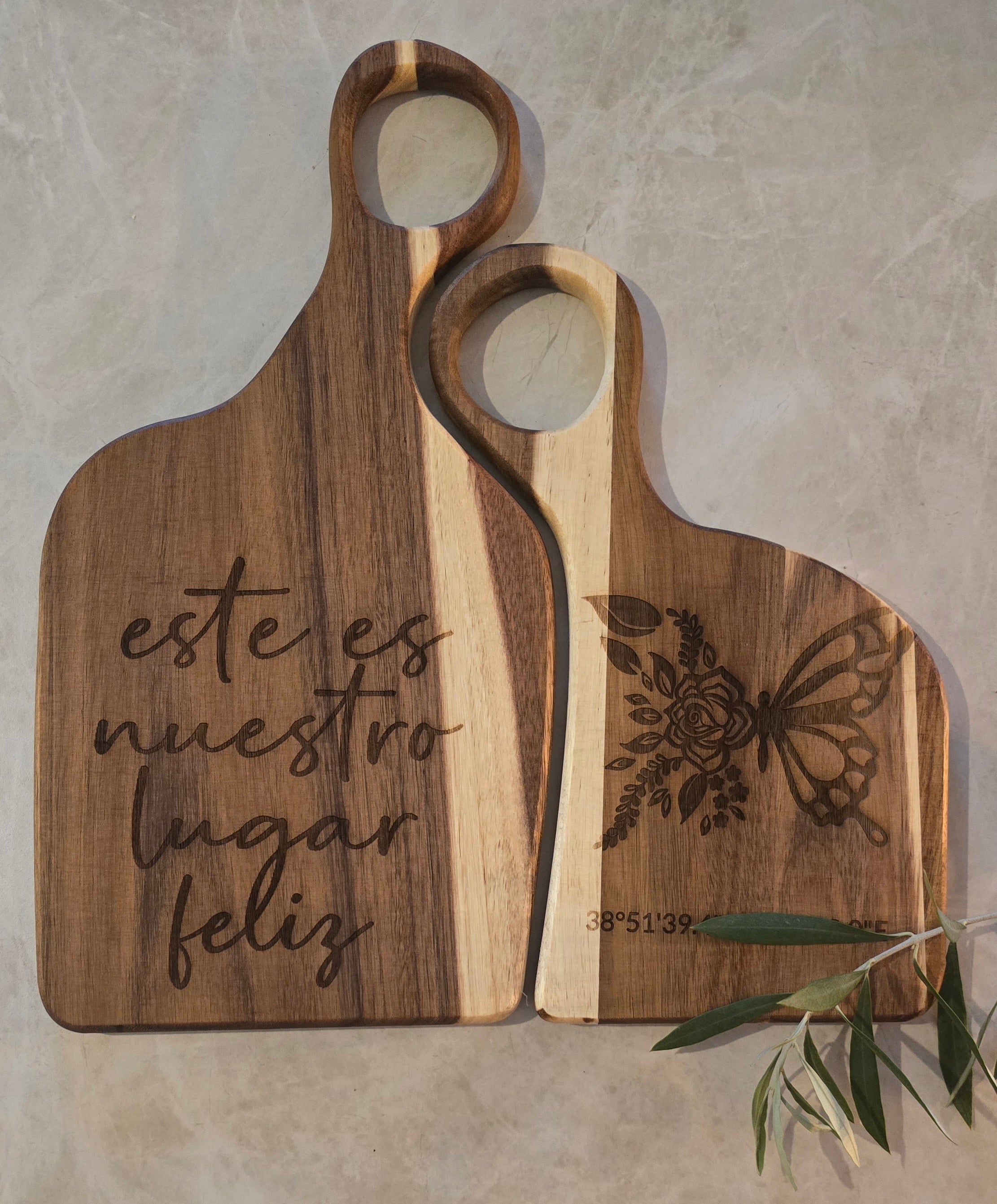 Holzbrett-Set mit Gravur – Unikate aus Akazienholz