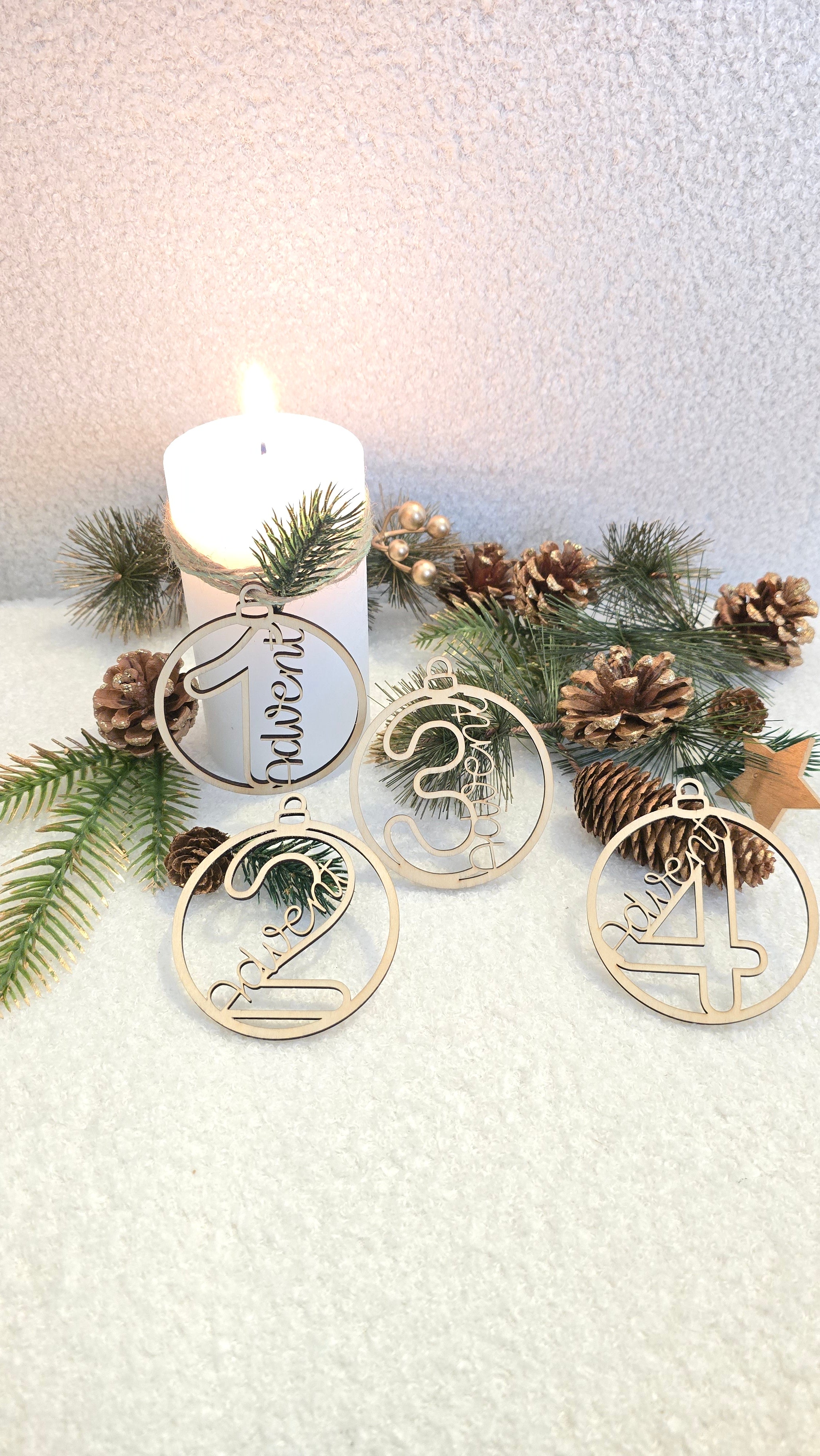 Adventsanhänger aus Holz – Set 1 bis 4 Advent